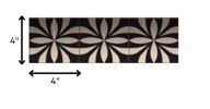 4" X 4" Intertwined Black And Cream Peel And Stick Removable Tiles