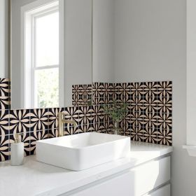 4" X 4" Intertwined Black And Cream Peel And Stick Removable Tiles