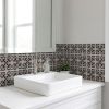 4" X 4" Black And White Orchid Peel And Stick Removable Tiles
