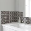 5" X 5" Black And White Orchid Peel And Stick Removable Tiles