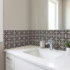 6" X 6" Black And White Orchid Peel And Stick Removable Tiles