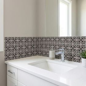 6" X 6" Black And White Orchid Peel And Stick Removable Tiles