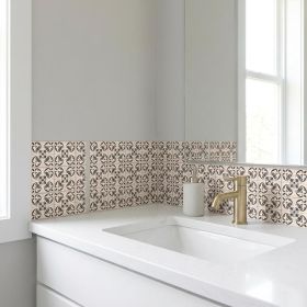4" X 4" Charcoal And White Mosaic Peel And Stick Removable Tiles