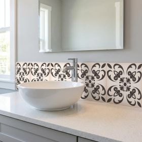 8" x 8" Brown And White Vinyl Peel And Stick Removable Tiles