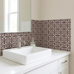 5" X 5" Light Brown And White Mosaic Peel And Stick Removable Tiles