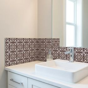 6" X 6" Light Brown And White Mosaic Peel And Stick Removable Tiles