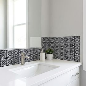 4" X 4" Black White And Tan Peel And Stick Removable Tiles
