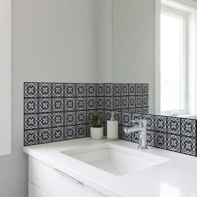 6" X 6" Black White And Tan Peel And Stick Removable Tiles