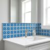 4" X 4" Dark And Light Blue Mosaic Peel And Stick Removable Tiles