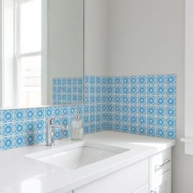 5" X 5" Ocean Blue Mosaic Peel And Stick Removable Tiles