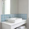 4" X 4" Baby Blue And Peach Mosaic Peel And Stick Removable Tiles