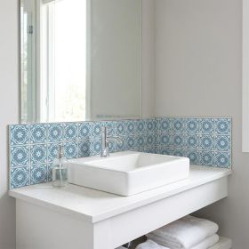 4" X 4" Baby Blue And Peach Mosaic Peel And Stick Removable Tiles