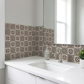 5" X 5" Espresso Brown Mosaic Peel And Stick Removable Tiles