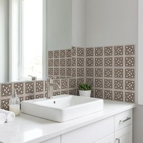 6" X 6" Espresso Brown Mosaic Peel And Stick Removable Tiles