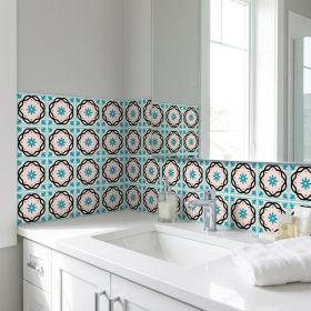 6" X 6" Sky Blue Mosaic Peel And Stick Removable Tiles
