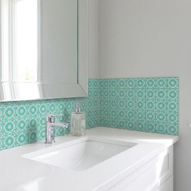 4" X 4" Aquamarine Mosaic Peel And Stick Removable Tiles