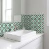 4" X 4" Green And White Mosaic Peel And Stick Removable Tiles