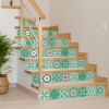 7" x 7" Green And White Vinyl Peel And Stick Removable Tiles