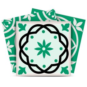 8" x 8" Green And White Vinyl Peel And Stick Removable Tiles