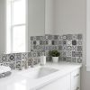 4" X 4" Shades Of Black Mosaic Peel And Stick Removable Tiles