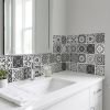 6" X 6" Shades Of Black Mosaic Peel And Stick Removable Tiles