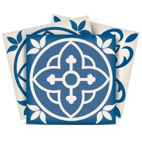 7" x 7" Blue And Gray Vinyl Peel And Stick Removable Tiles