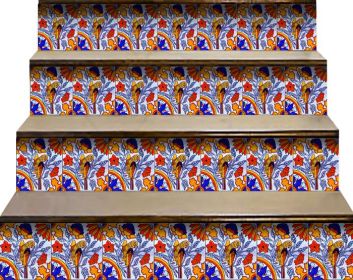 4" x 4" Blue And Red Peel And Stick Removable Tiles