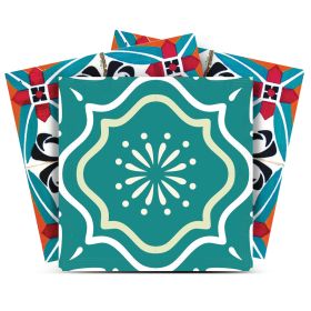 6" X 6" Turq And Terra Cotta Scroll Peel And Stick Removable Tiles