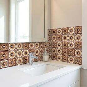 4" X 4" Shades Of Brown Mosaic Peel And Stick Removable Tiles