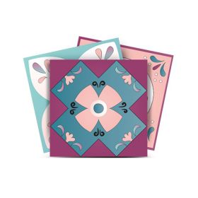 5" X 5" Vintage Turq Blush And Mauve Peel And Stick Removable Tiles