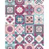 5" X 5" Vintage Turq Blush And Mauve Peel And Stick Removable Tiles