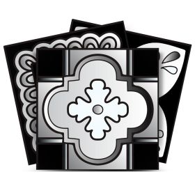 6" X 6" Black White And Gray Mosaic Peel And Stick Removable Tiles