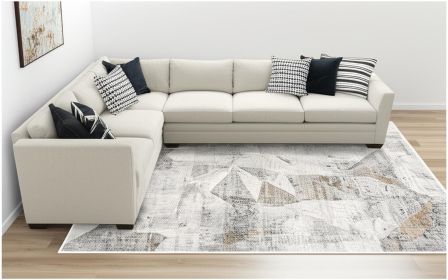 7' X 10' Gray Distressed Prism Modern Area Rug