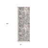 2' X 13' Gray And Ivory Abstract Runner Rug