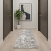 2' X 15' Gray And Ivory Abstract Runner Rug