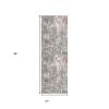 2' X 8' Gray And Ivory Abstract Runner Rug