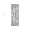 8' Gray and Ivory Abstract Power Loom Runner Rug