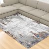 7' X 10' Gray And Ivory Modern Abstract Area Rug