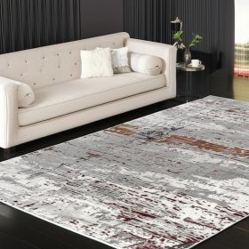 5' X 8' Gray And Brown Abstract Scraped Area Rug
