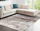 8' X 11' Gray And Brown Abstract Scraped Area Rug