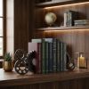 Set of Two Matte Black Industrial Cog Bookends
