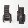 Set of Two Matte Black Industrial Cog Bookends