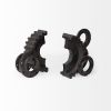Set of Two Matte Black Industrial Cog Bookends