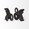 Set of Two Matte Black Industrial Cog Bookends