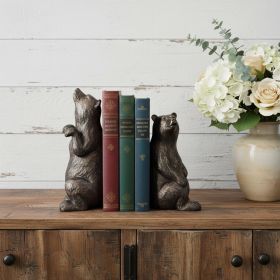 Set of Two Gray Resin Bear Decorative Bookends