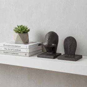 Set of Two 6" Black Metal Bull Decorative Bookends
