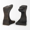 Set of Two 6" Black And Gold Polyresin Decorative Bookends