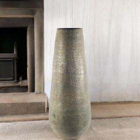 39" Gray Cylinder Ceramic Floor Vase