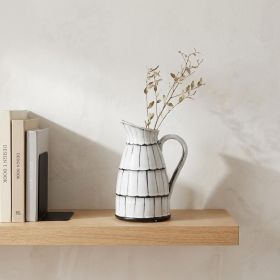 10" Black And White Cylinder Ceramic Urns Jars