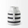 7" Blue And White Cylinder Ceramic Urns Jars